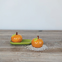 Creative Co-Op - CCO CCO HG - Clementine Shaped Salt & Pepper Shaker Set of 2 with Tray