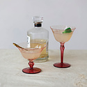 Creative Co-Op - CCO CCO HG - Petal Shaped Two-Tone Tall Stemmed  8 oz. Wine Glass, Bright Red and Blush Pink