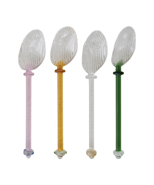 Creative Co-Op - CCO CCO HG - Ribbed Glass Spoon, Single Assorted Color