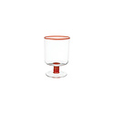 Creative Co-Op - CCO CCO HG - Orange and Pink Colored Rim & Striped Stem Drinking Glass, 8 oz.
