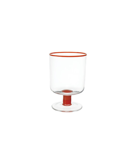 Creative Co-Op - CCO CCO HG - Orange and Pink Colored Rim & Striped Stem Drinking Glass, 8 oz.
