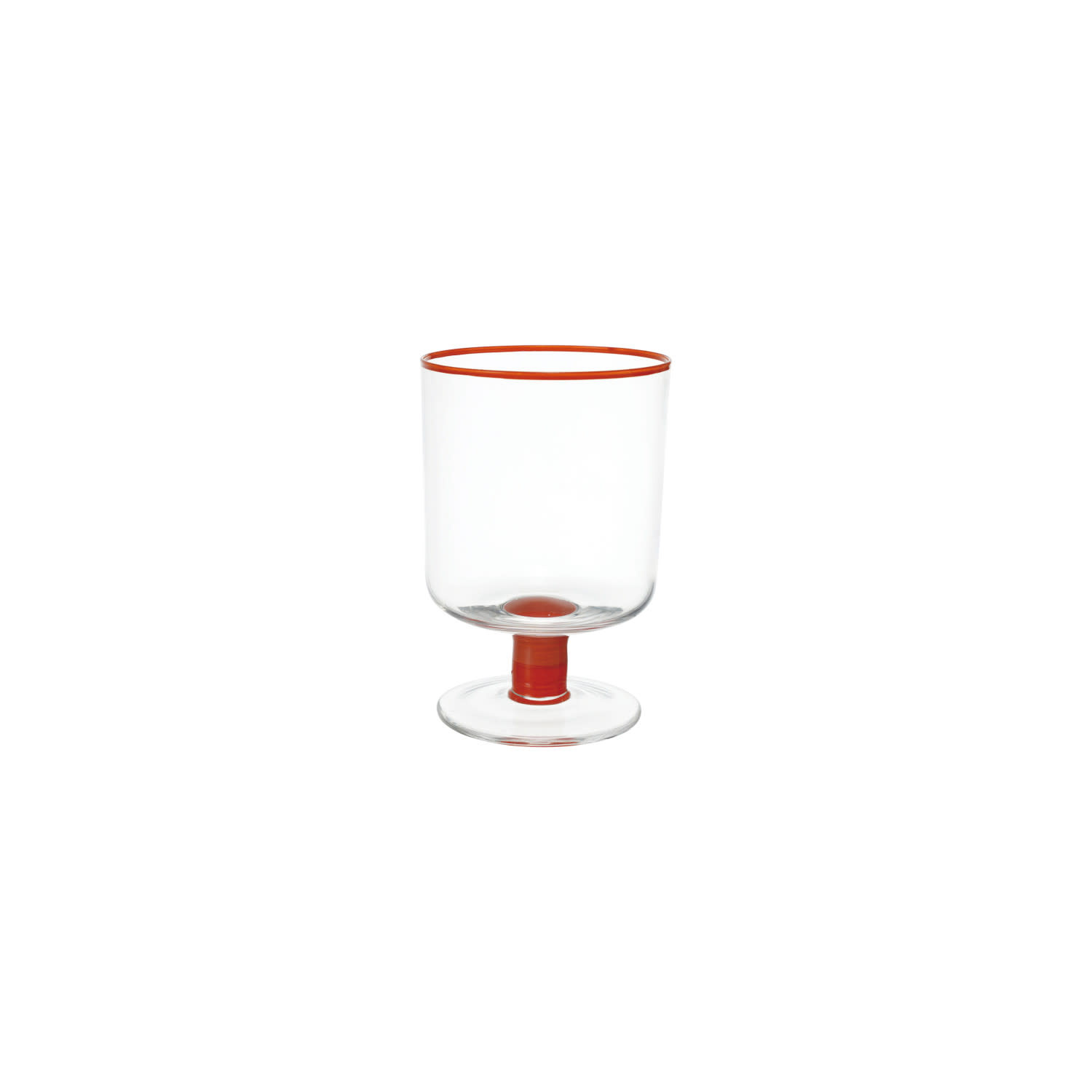 Creative Co-Op - CCO CCO HG - Orange and Pink Colored Rim & Striped Stem Drinking Glass, 8 oz.