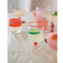 Creative Co-Op - CCO CCO HG - Orange and Pink Colored Rim & Striped Stem Drinking Glass, 8 oz.