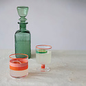 Creative Co-Op - CCO CCO HG - Orange and Pink Colored Rim & Striped Stem Drinking Glass, 8 oz.