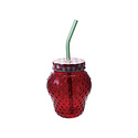 Creative Co-Op - CCO CCO HG - Strawberry Shaped Glass with Lid and Straw, 16 oz.