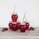 Creative Co-Op - CCO CCO HG - Strawberry Shaped Glass with Lid and Straw, 16 oz.