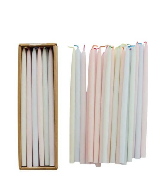 Creative Co-Op - CCO CCO CATA - Pastel Color Wick Thin Taper Candle (1/2" Round)  Box Set of 24, Unscented 10" tall
