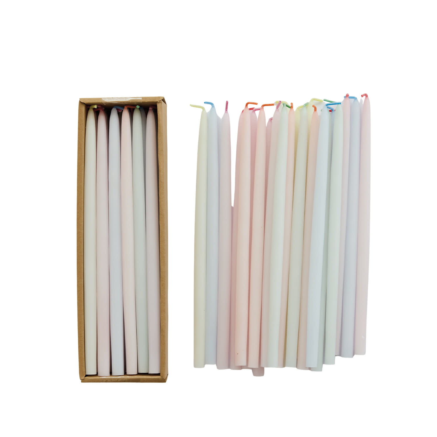 Creative Co-Op - CCO CCO CATA - Pastel Color Wick Thin Taper Candle (1/2" Round)  Box Set of 24, Unscented 10" tall