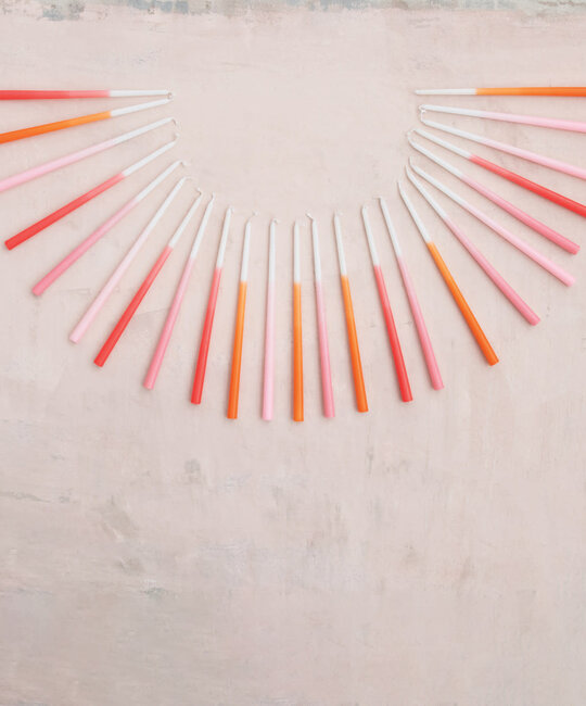 Creative Co-Op - CCO CCO CATA - Red/Pinks Ombre Two-Tone Thin Taper Candle (1/2" Round)  Box Set of 24, Unscented 10" tall