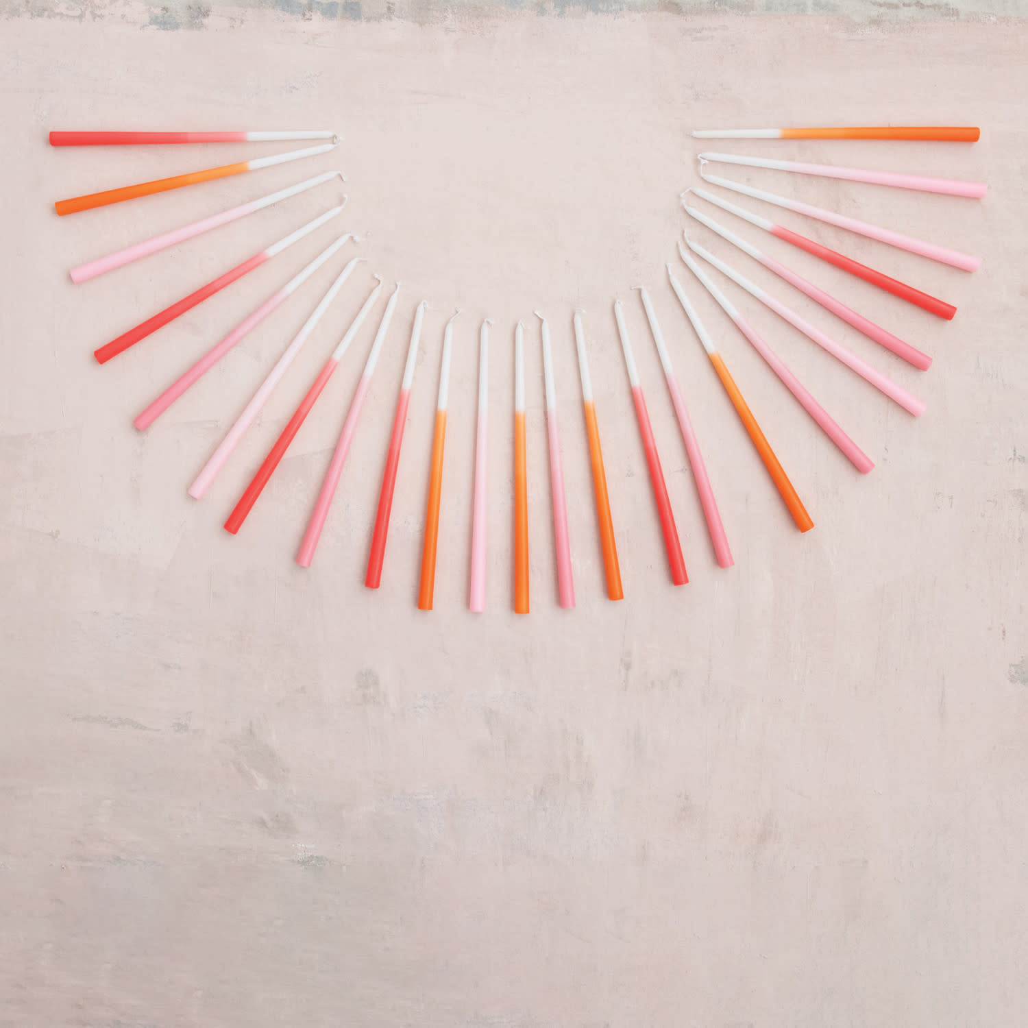 Creative Co-Op - CCO CCO CATA - Red/Pinks Ombre Two-Tone Thin Taper Candle (1/2" Round)  Box Set of 24, Unscented 10" tall