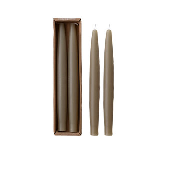 Creative Co-Op - CCO CCO CATA - Muted Olive Barrel Taper Candles, Set of 2 10"