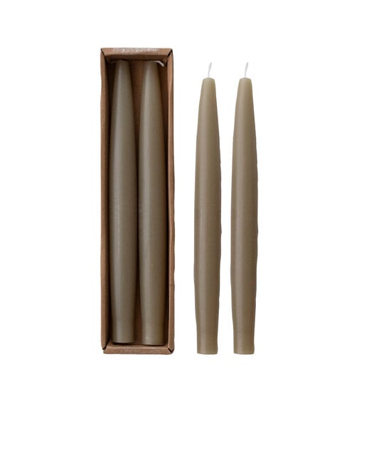 Creative Co-Op - CCO CCO CATA - Muted Olive Barrel Taper Candles, Set of 2 10"