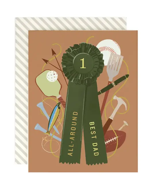 Amy Heitman Illustration - AHI AHIGCFD0014 - All Around Best Dad Ribbon Father's Day Card