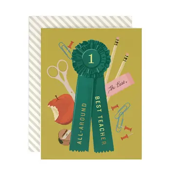 Amy Heitman Illustration - AHI AHIGCMI0025 - All Around Best Teacher Ribbon Card