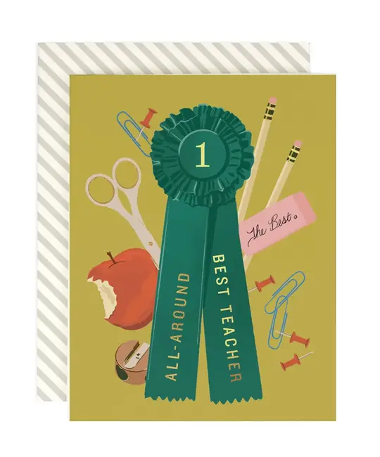 Amy Heitman Illustration - AHI AHIGCMI0025 - All Around Best Teacher Ribbon Card