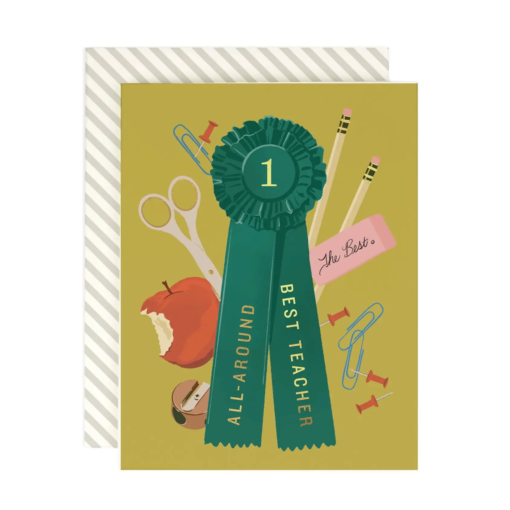 Amy Heitman Illustration - AHI AHIGCMI0025 - All Around Best Teacher Ribbon Card