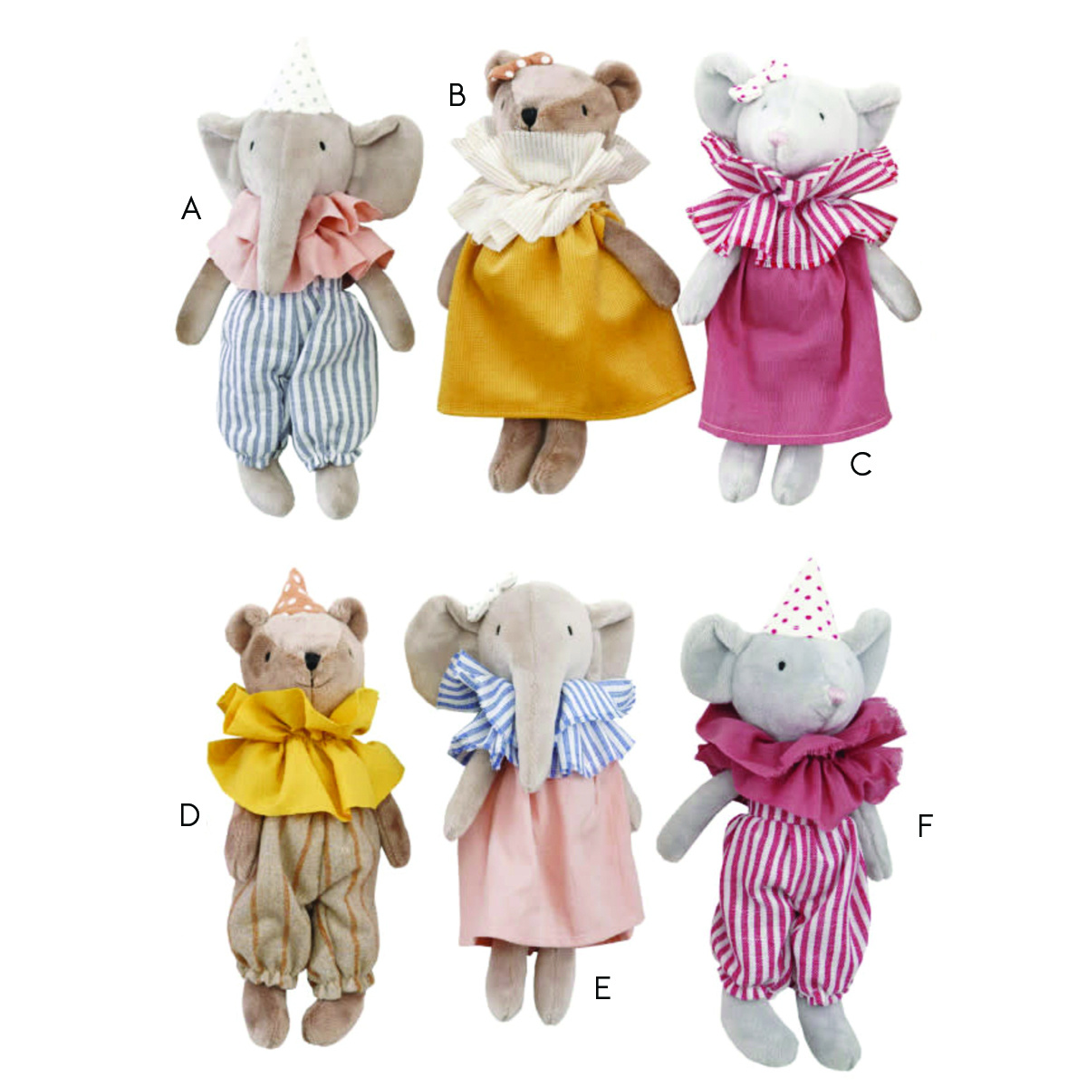 Creative Co-Op - CCO Ruffle Collar Plush Animal Stuffie (Assorted Styles)