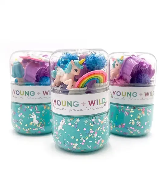 Young + Wild and Friedman - YWF RESTOCKING SOON! Unicorn Grab & Go Sensory Dough Jar (Blue)