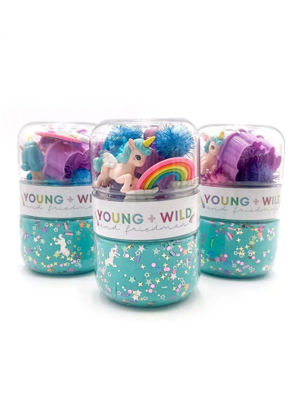 Young + Wild and Friedman - YWF Unicorn Grab & Go Sensory Dough Jar (Blue)