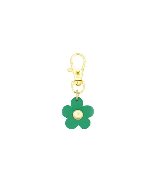 Glad & Young Studio - GYS GYS ACKC - Flower Leather Bag Charm Key Chain, Kelly Green