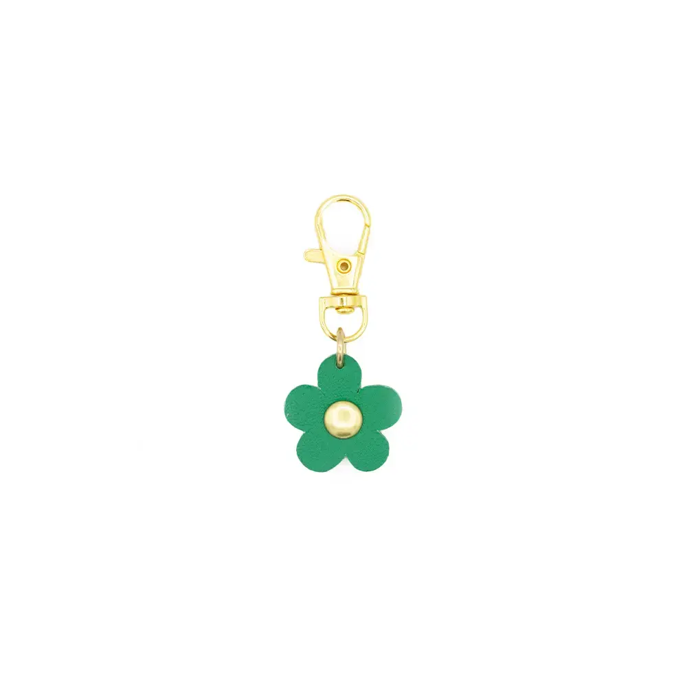 Glad & Young Studio - GYS GYS ACKC - Flower Leather Bag Charm Key Chain, Kelly Green