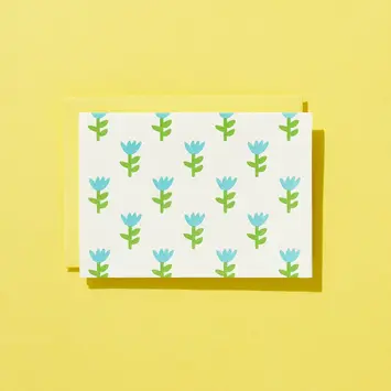 Iron Curtain Press - IC IC NSBL - Blue Tulip Pattern  Blank Note Set