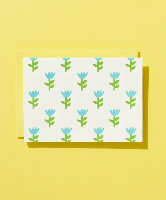 Iron Curtain Press - IC IC NSBL - Blue Tulip Pattern  Blank Note Set