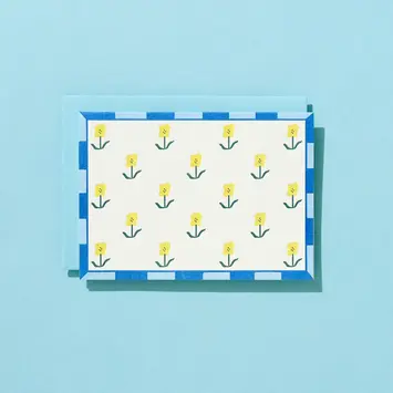 Iron Curtain Press - IC IC NSBL - Yellow Floral Pattern with Border Blank Note Set