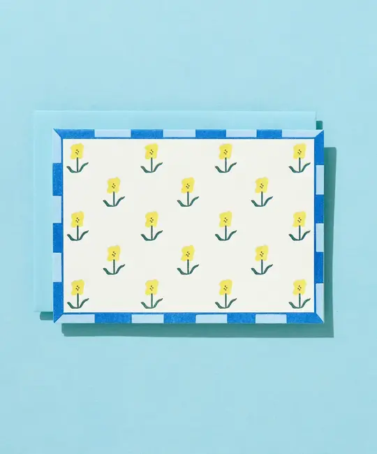 Iron Curtain Press - IC IC NSBL - Yellow Floral Pattern with Border Blank Note Set