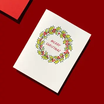 Ink Meets Paper - IMP IMPGCHO0022 - Holly Wreath Merry Christmas Holiday Card