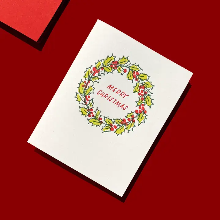 Ink Meets Paper - IMP IMPGCHO0022 - Holly Wreath Merry Christmas Holiday Card