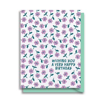 Gus and Ruby Letterpress - GR GRGCBI0009 - Very Happy Birthday Floral Card