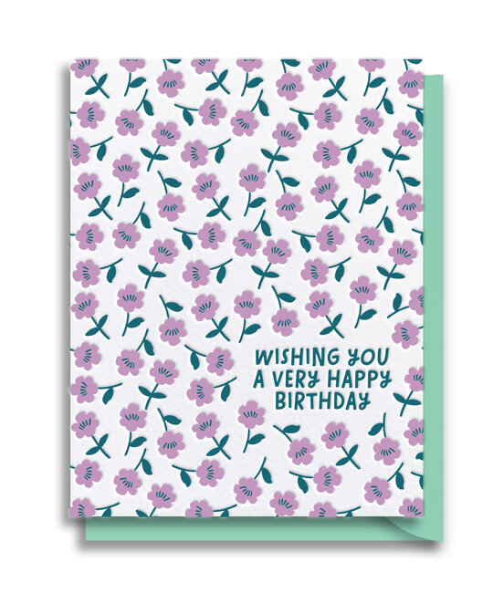 Gus and Ruby Letterpress - GR GRGCBI0009 - Very Happy Birthday Floral Card