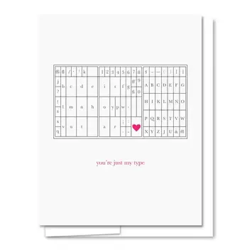 Quick Brown Fox Letterpress - QBF QBFGCLO0005 - Just My Type Letterpress Type Tray Love Card