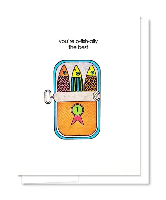 Quick Brown Fox Letterpress - QBF QBFGCFR0003 - O-fish-ally the best Sardines Card