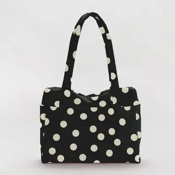 Baggu - BA BA BAG - Small Cloud Carry-On Bag, Black and Cream Polka Dot