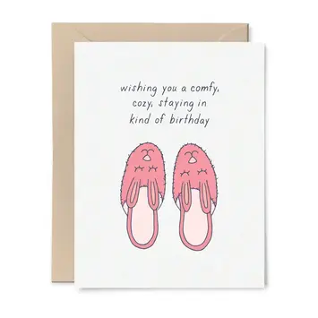 Tiny Hooray - TIH (formerly Little Goat, LG) TIHGCBI - Comfy Cozy Slipper Birthday Card