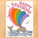 Gold Teeth Brooklyn - GTB GTBGCBI0046 - Whale Rainbow Riso Birthday Card