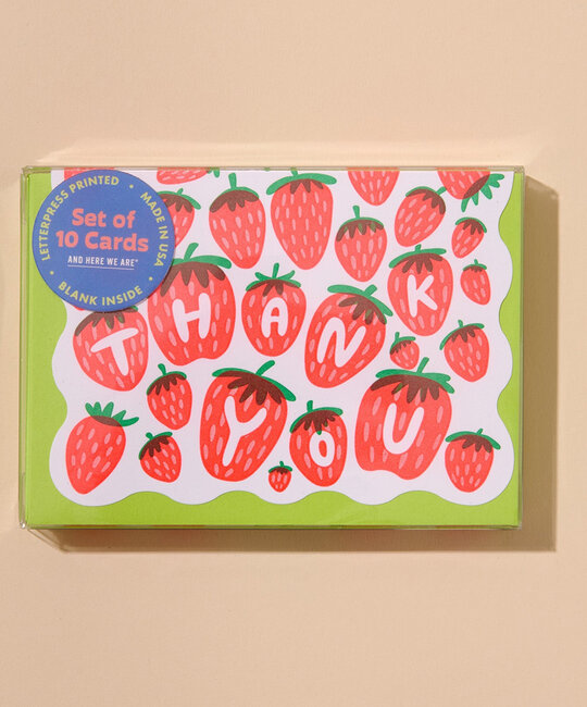 and Here We Are - AHW Strawberry Scalloped Edge Boxed Thank You Note Set