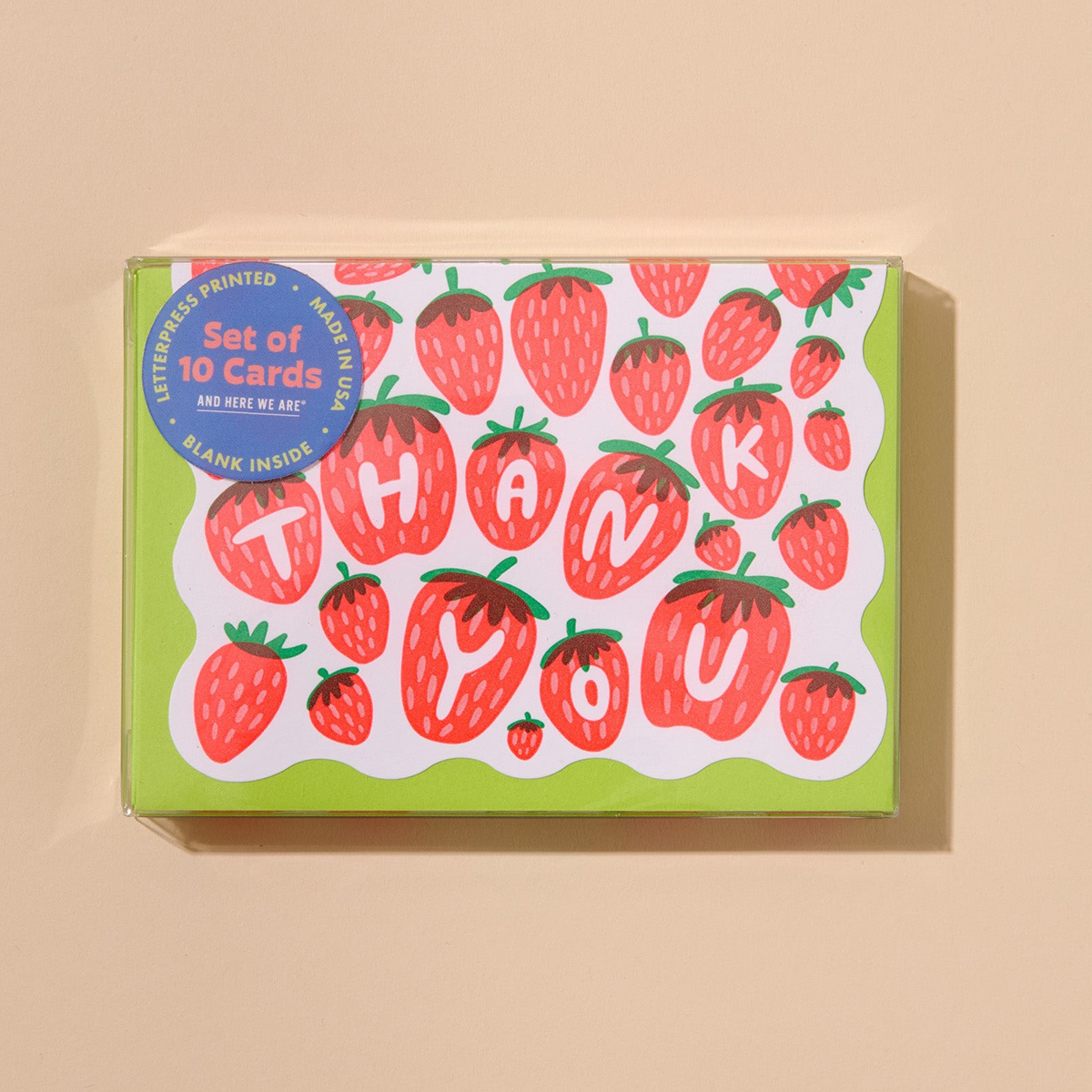 and Here We Are - AHW Strawberry Scalloped Edge Boxed Thank You Note Set