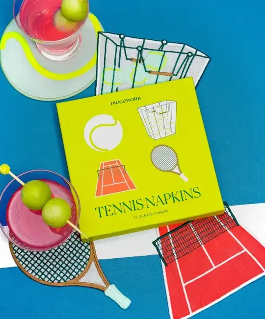 Piecework Puzzles - PIEP PIEP HGKL - Tennis Linen Cocktail Napkin Set of 4