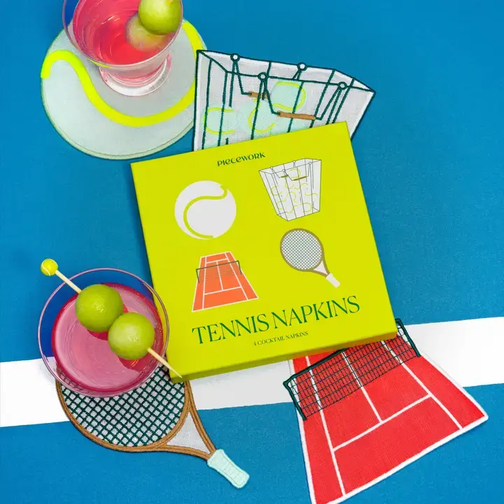 Piecework Puzzles - PIEP PIEP HGKL - Tennis Linen Cocktail Napkin Set of 4