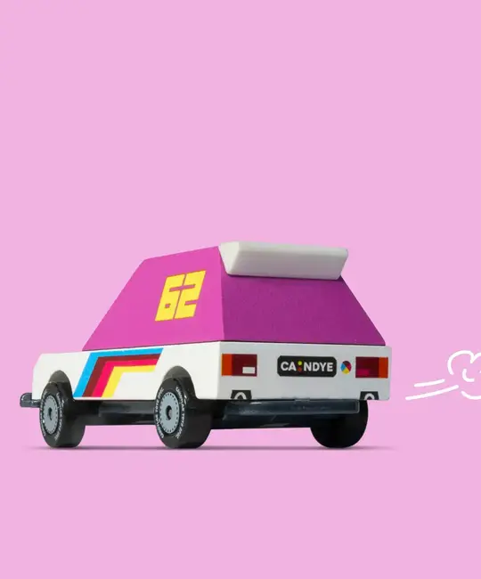 Candylab Toys - CT CT BATO - Pink Racer 62 Toons Wooden Toy Car