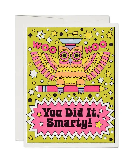 Red Cap Cards - RCC RCCGCGR0006 - Woo Hoo Smarty Owl Graduation Card