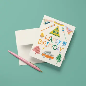 Antiquaria - AN ANGCBI0069 - A-Frame Camping Birthday Card