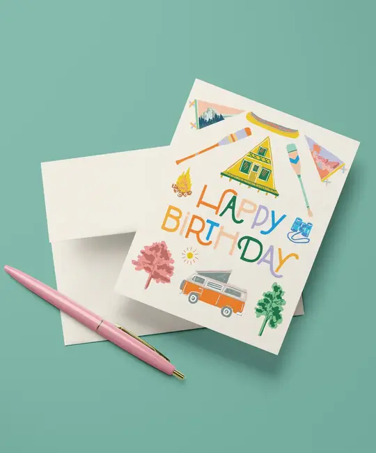 Antiquaria - AN ANGCBI0069 - A-Frame Camping Birthday Card