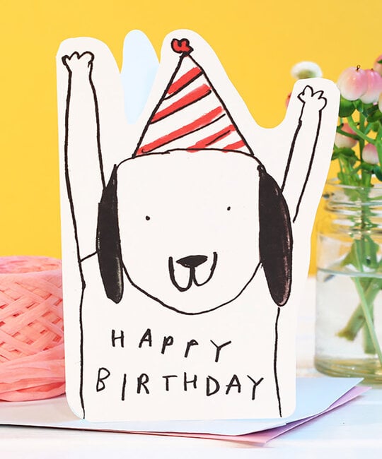 LASGCBI0003 - Dog in Hat Die-Cut Birthday Card