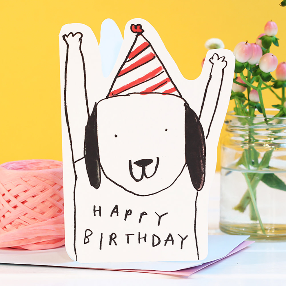 LASGCBI0003 - Dog in Hat Die-Cut Birthday Card