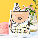 LASGCBI0004 - Bear with Present Die-Cut Birthday Card