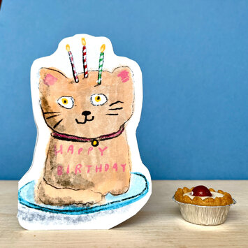 LASGCBI0010 - Cat Cake Die-Cut Birthday Card